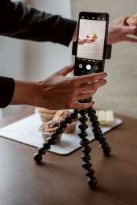 A photo showing how to use a tripod with an iPhone