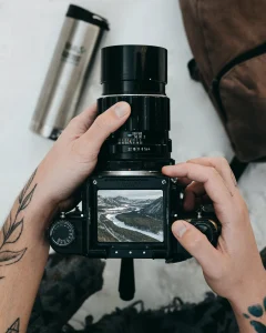 Holding a camera shows camera settings