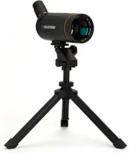 A spotting scope setup with a tripod