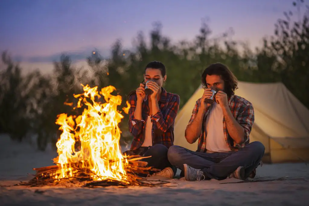 Camping photography with camping fire