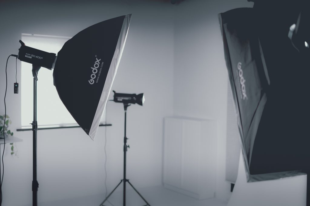 Two softboxes can be used in product photography