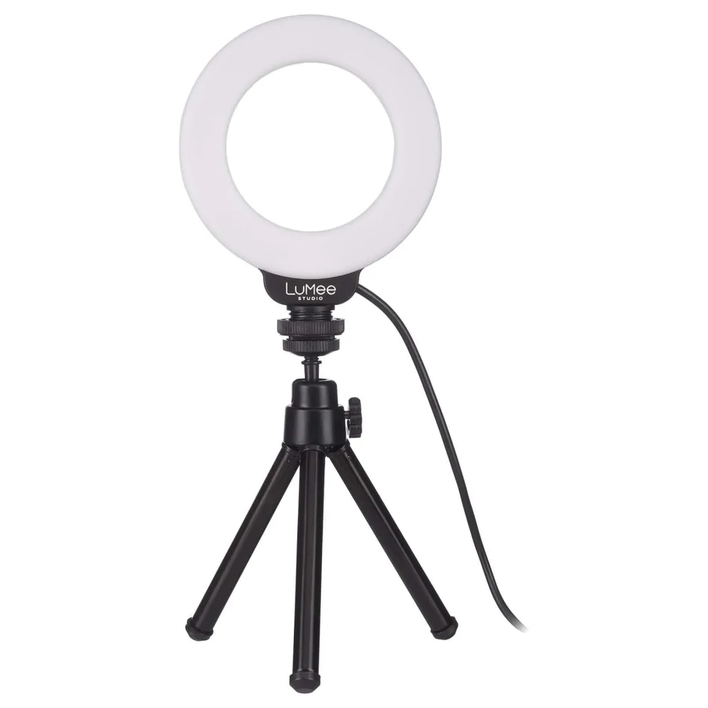An off-camera ring light from the brand  LuMee 