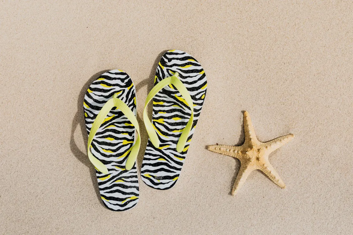 Flip Flops and a starfish on the sand