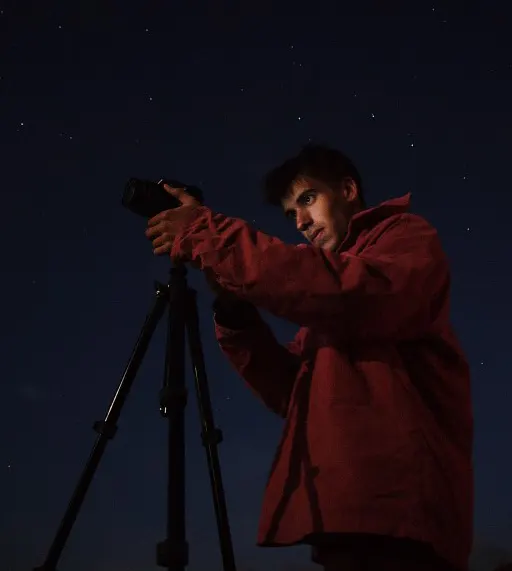 mounting camera on a tripod to take a long exposure star trail