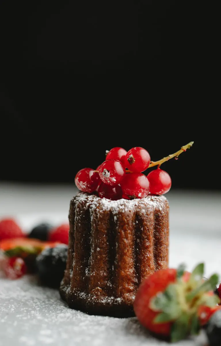 A dessert food photo for Instagram with dark background