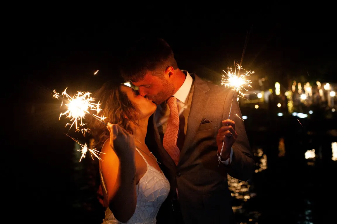 Elopement photograph with sparklers