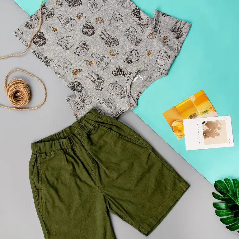 Stylish clothes for boys on flat lay style