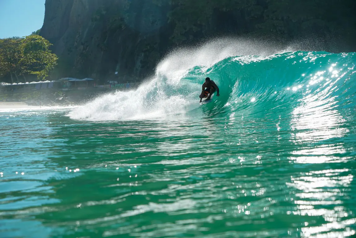 Surfing on ocean waves