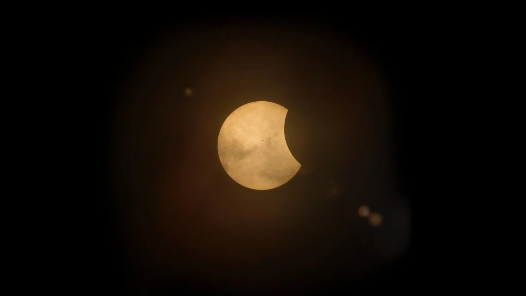 lunar eclipse in the dark background - low light pollution area