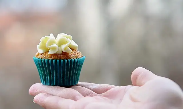 A photo of a cupcake captures under daylight