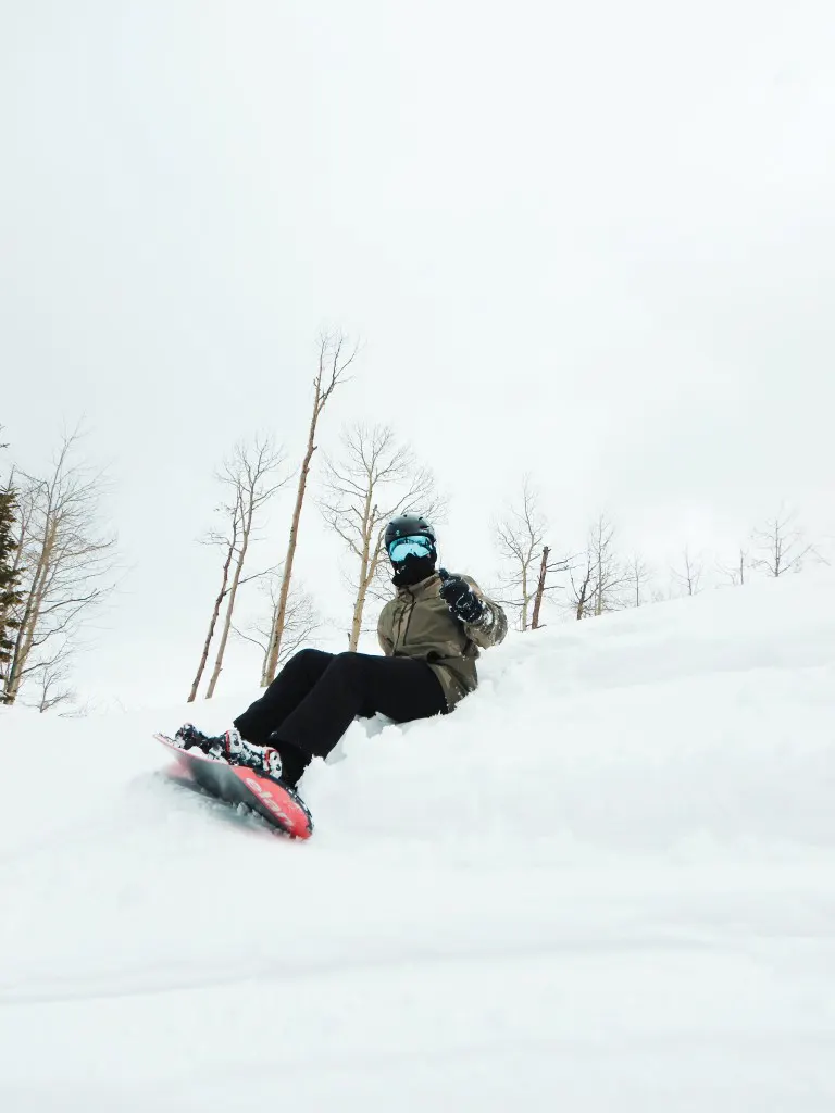 Snowboarding shot from a low angle